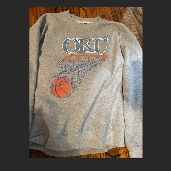 OKC Basketball Net Thrifted Sweatshirt - Picture 2 of 3